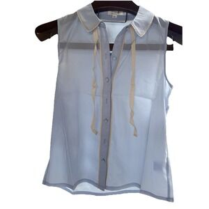 Tulip B Small Button Up  W Tie Sleeveless Novelty NWT Cottage core Sleeveless